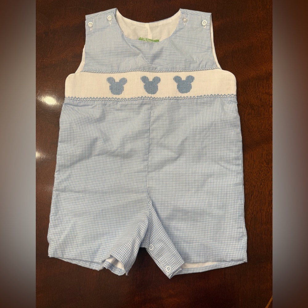 Smocked Blue Gingham Mickey Jon Jon